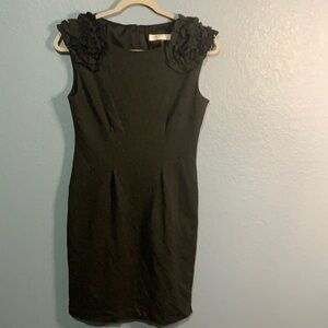 Trina Turk Fitzgerald Charcoal Gray Ruffled Sheath